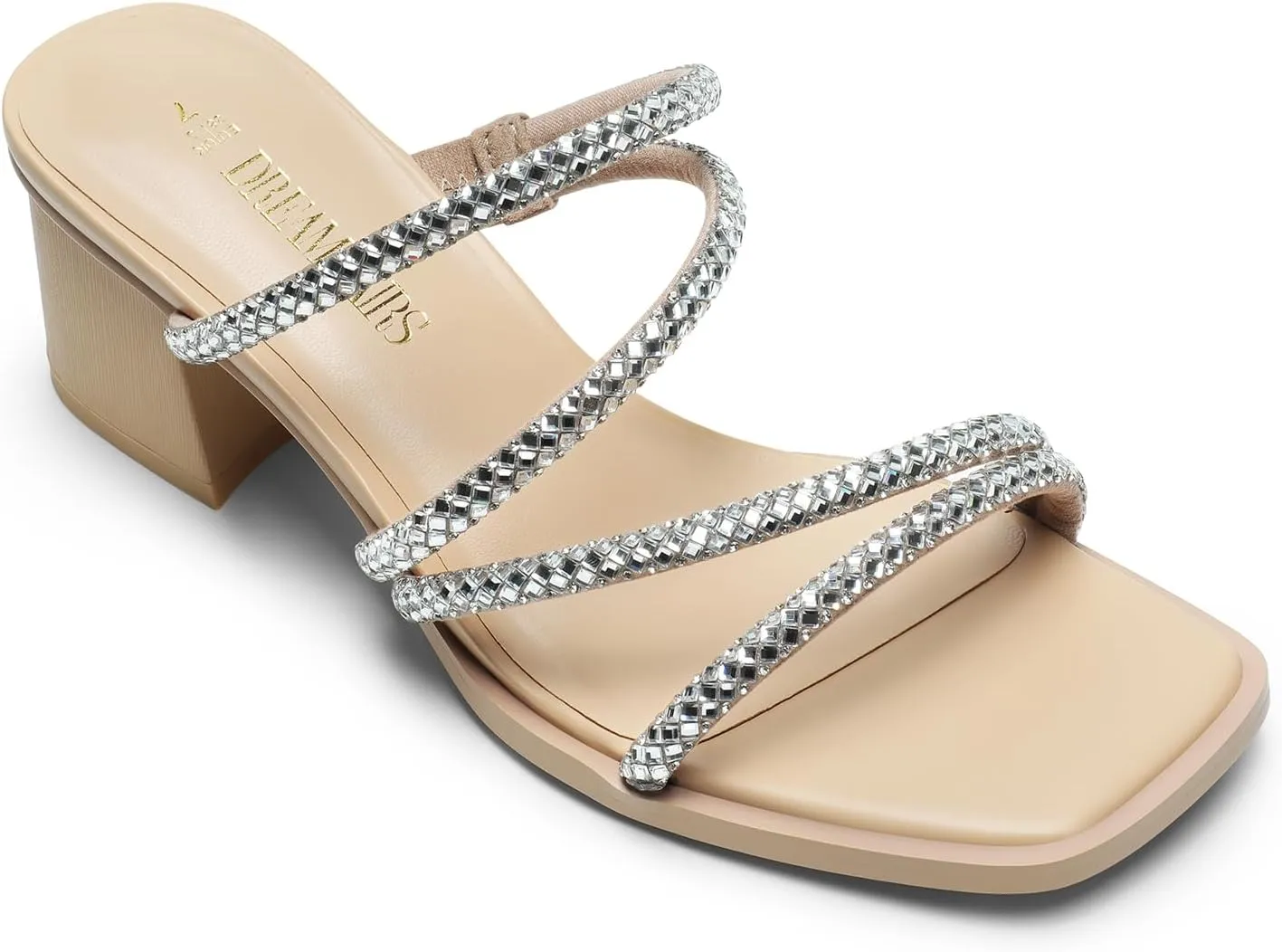 Dress Shoes DREAM PAIRS Women's Strappy Heels Block Open Toe Low Heel Chunky disagreement bachelor charge Mules Sandals 