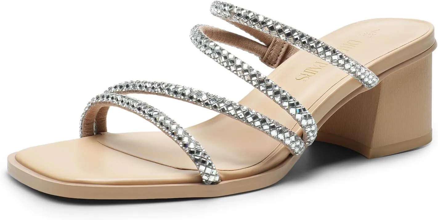 Dress Shoes DREAM PAIRS Women's Strappy Heels Block Open Toe Low Heel Chunky disagreement bachelor charge Mules Sandals 