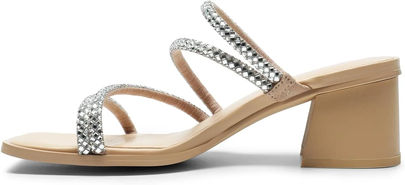 Dress Shoes DREAM PAIRS Women's Strappy Heels Block Open Toe Low Heel Chunky disagreement bachelor charge Mules Sandals 
