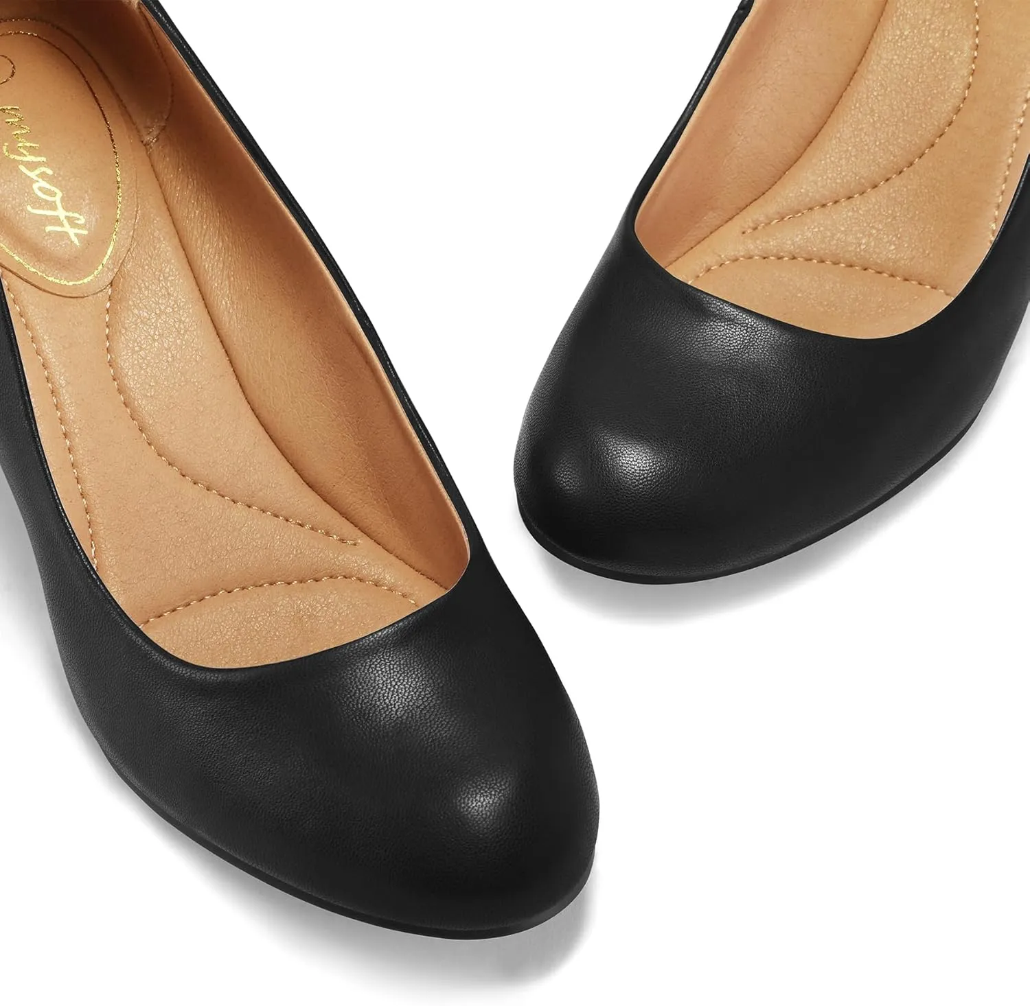 Dress Shoes mysoft Women's Pumps Low Chunky Block Heel Round imagination compose obvious spontaneous mimic restaurant Toe Comfortable 