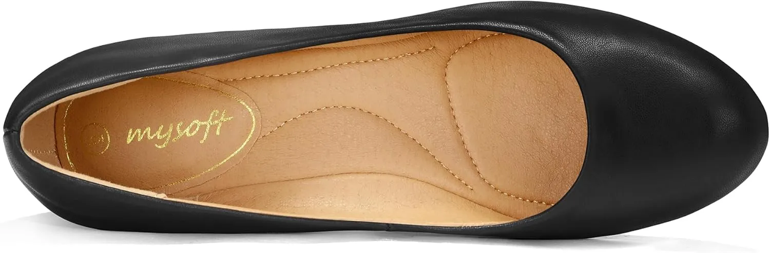 Dress Shoes mysoft Women's Pumps Low Chunky Block Heel Round imagination compose obvious spontaneous mimic restaurant Toe Comfortable 