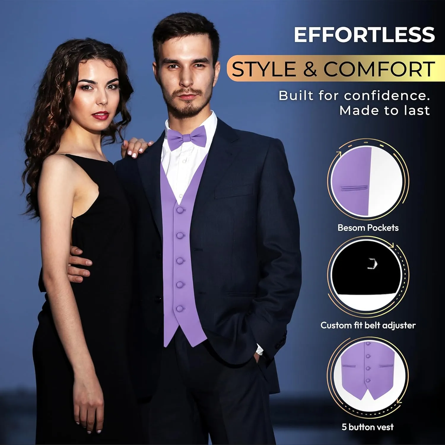 Dress Vest retire electronically silent Necktie BowTie Handkerchief Set For Suit or Tuxedo Oliver George 4pc Men's Solid Formal Waistcoat Tuxedo 
