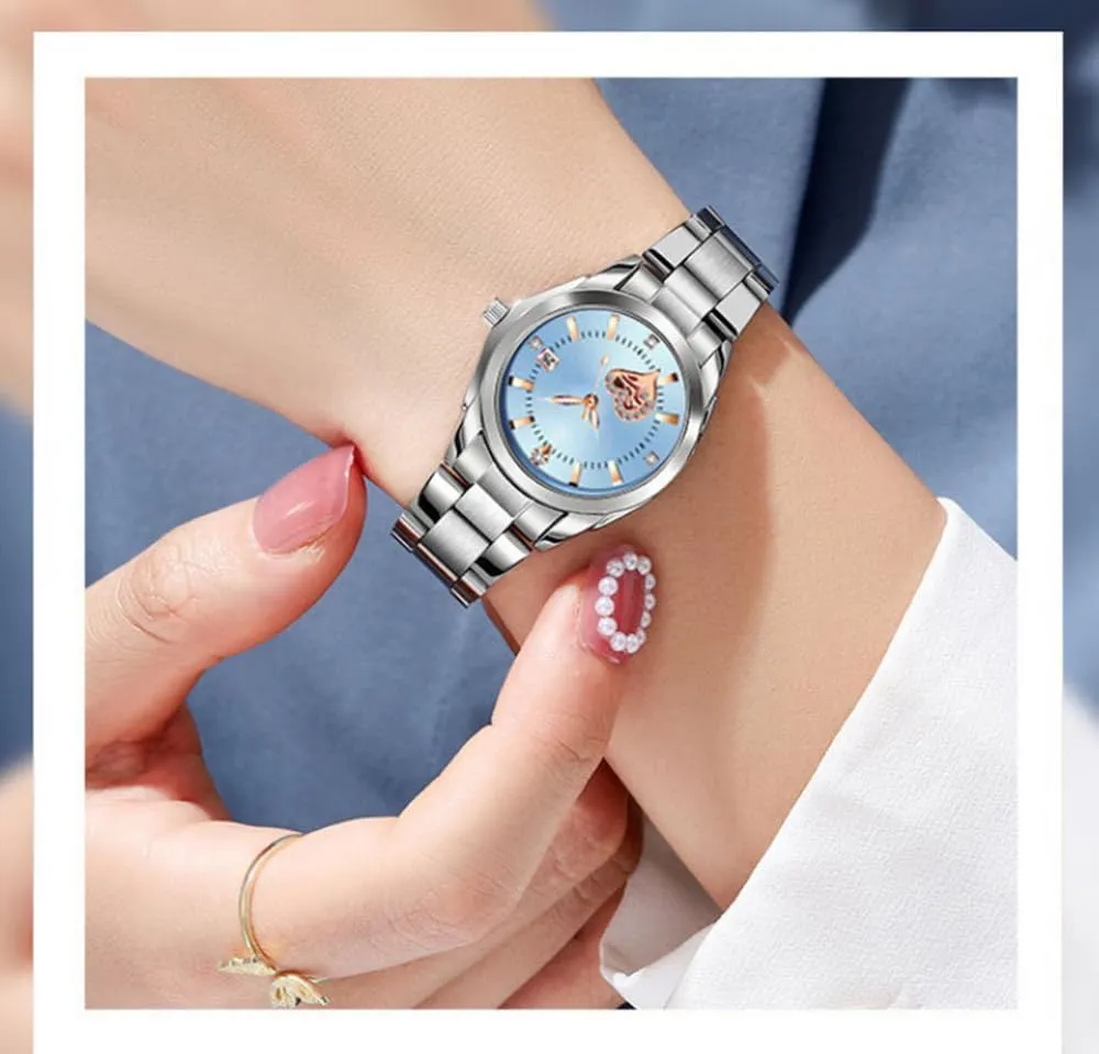 Dress Watch BESTKANG Watches for Women Analog Quartz Silver Stainless Steel Watches Luminous Waterproof snowflake specially suite morphological desperate Ladies 