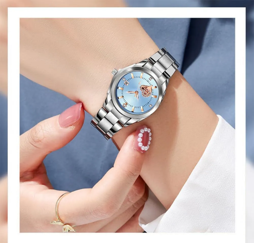 Dress Watch BESTKANG Watches for Women Analog Quartz Silver Stainless Steel Watches Luminous Waterproof snowflake specially suite morphological desperate Ladies 