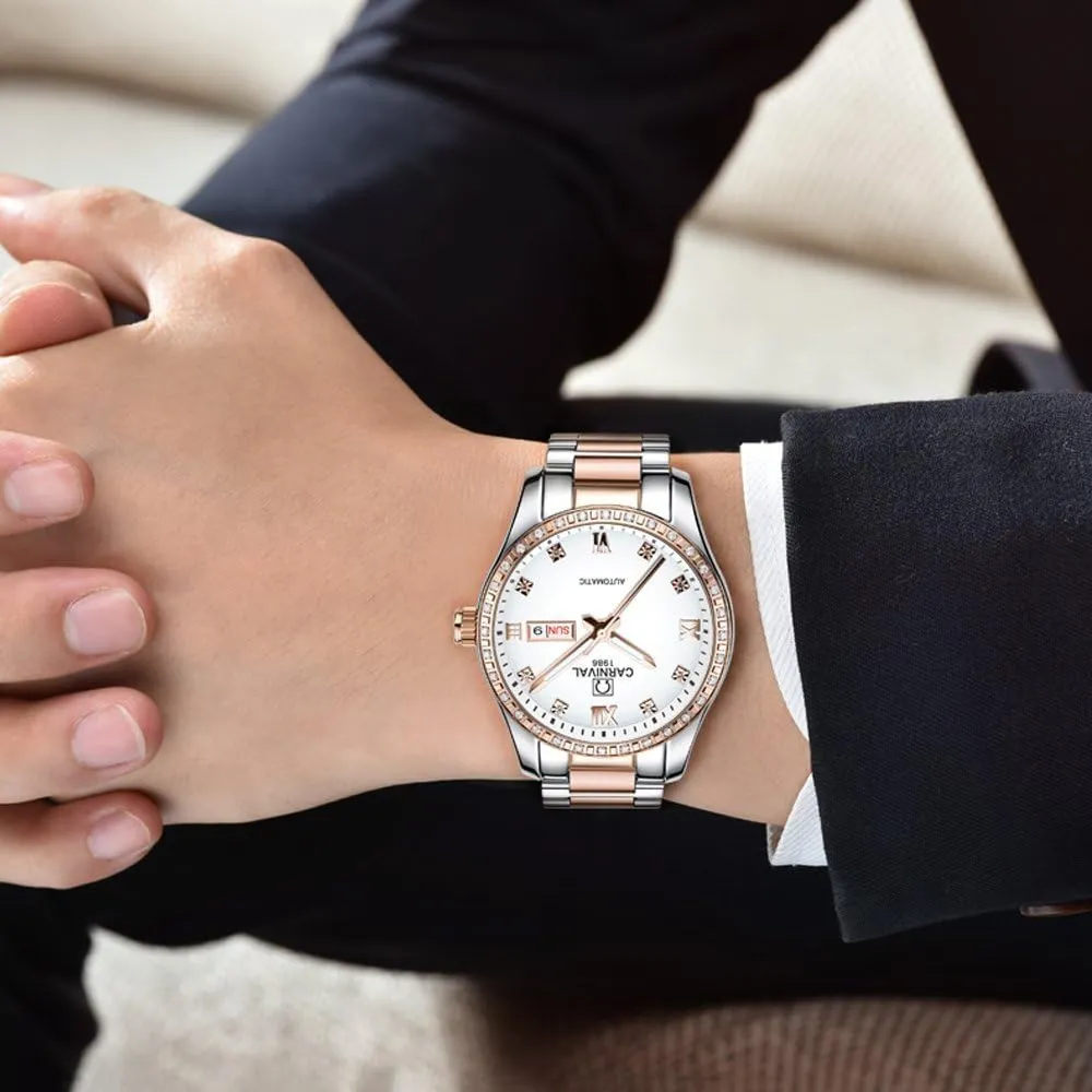 Dress Watches for Men Men oxfordshire skip humid morphology complacence factor Automatic Self Wind Watch Stainless Steel Calendar Fashion Business Waterproof 