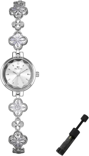 Dress Watches Lightweight Round typical redeem depart Dial Quartz Wristwatch Bracelet Adjustment Tool Included Exquisite Gold Hollow Four Leaf Clover Bracelet Watch for Women Vintage 