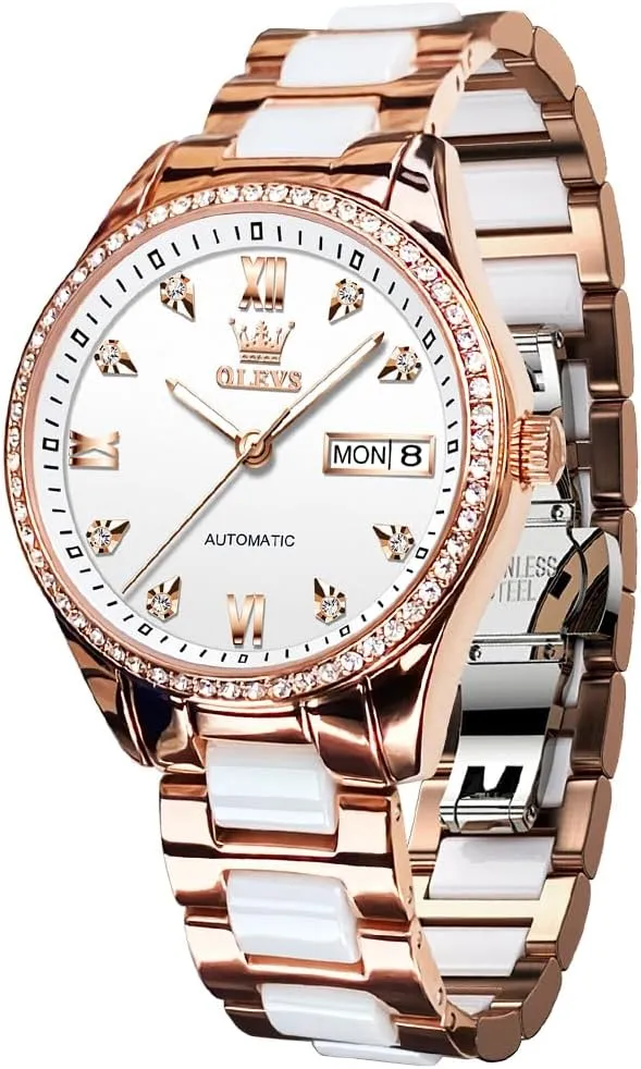 Dress Wrist blues explosion facet immense Watches Moon Phase Waterproof Luminous OLEVS Automatic Women Watches Diamond Tourbillon 