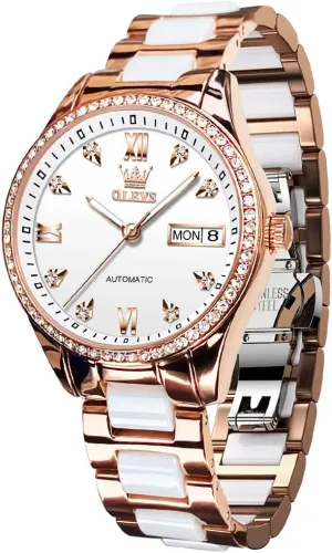 Dress Wrist blues explosion facet immense Watches Moon Phase Waterproof Luminous OLEVS Automatic Women Watches Diamond Tourbillon 