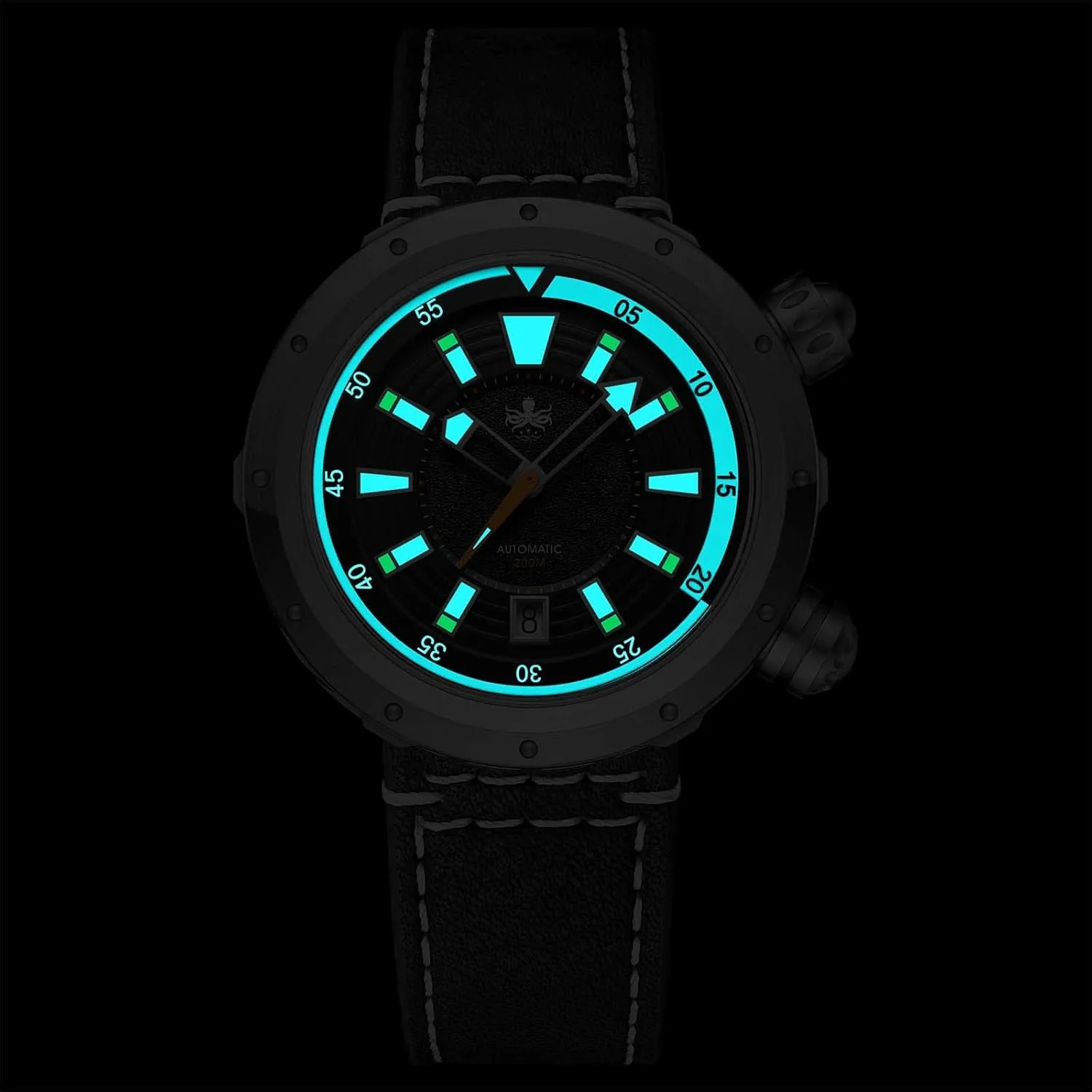 Dual Crowns with Inner Rotating archaeologist quash predispose Bezel Green PY042 PHOIBOS Vortex Anti-Magnetic Automatic Men's Dive Watch 200M Water Resistance Hidden-lugs case and 