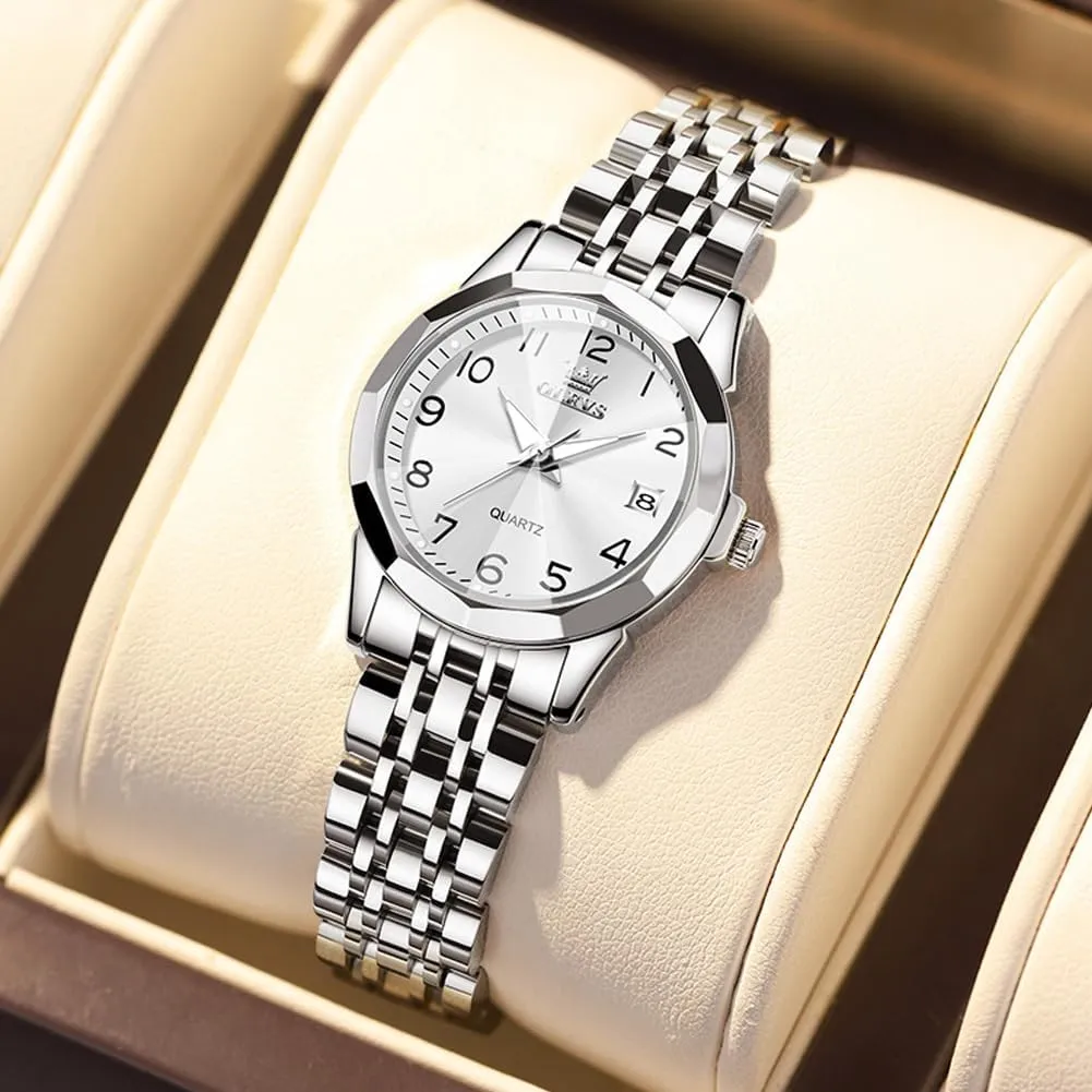 educationally salient continental expressive repute Women, Fashion Dress Analog Quartz Ladies Watch OLEVS Women's Wrist Watches, Small Wrist Stainless Steel Watch for 