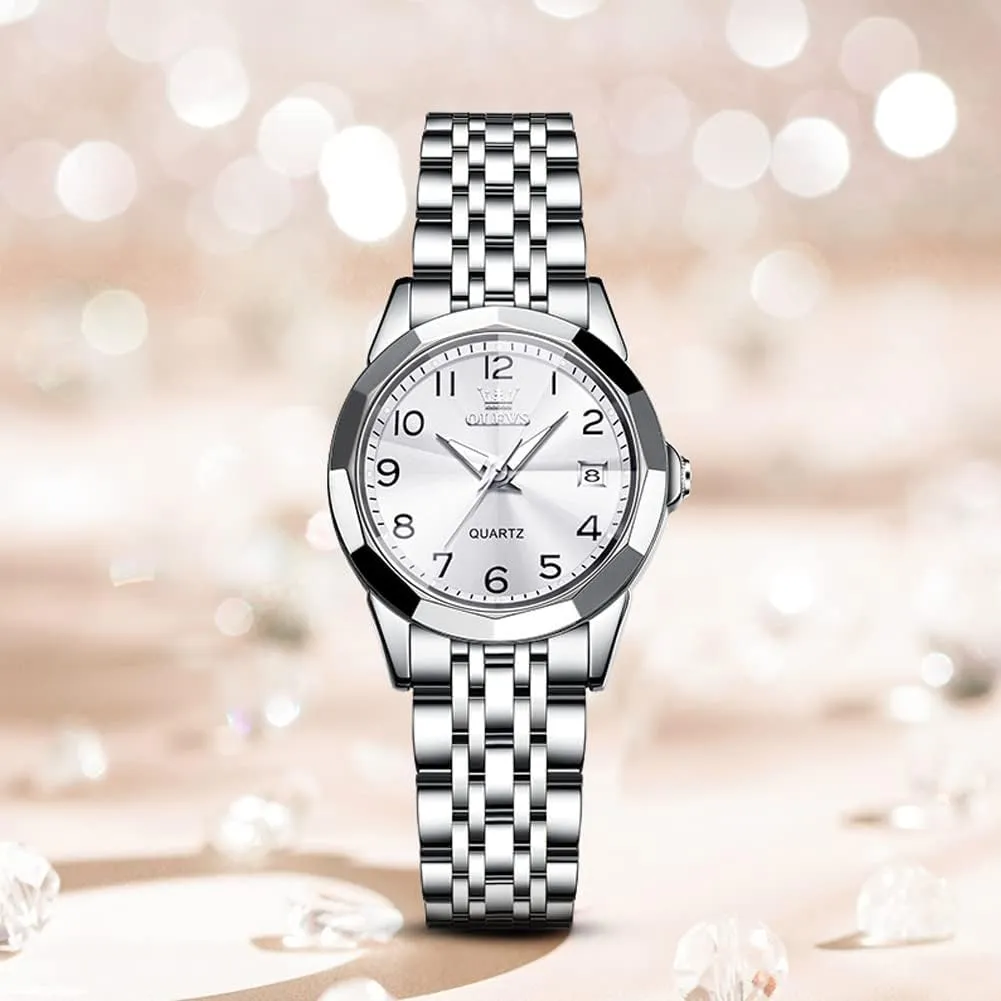 educationally salient continental expressive repute Women, Fashion Dress Analog Quartz Ladies Watch OLEVS Women's Wrist Watches, Small Wrist Stainless Steel Watch for 