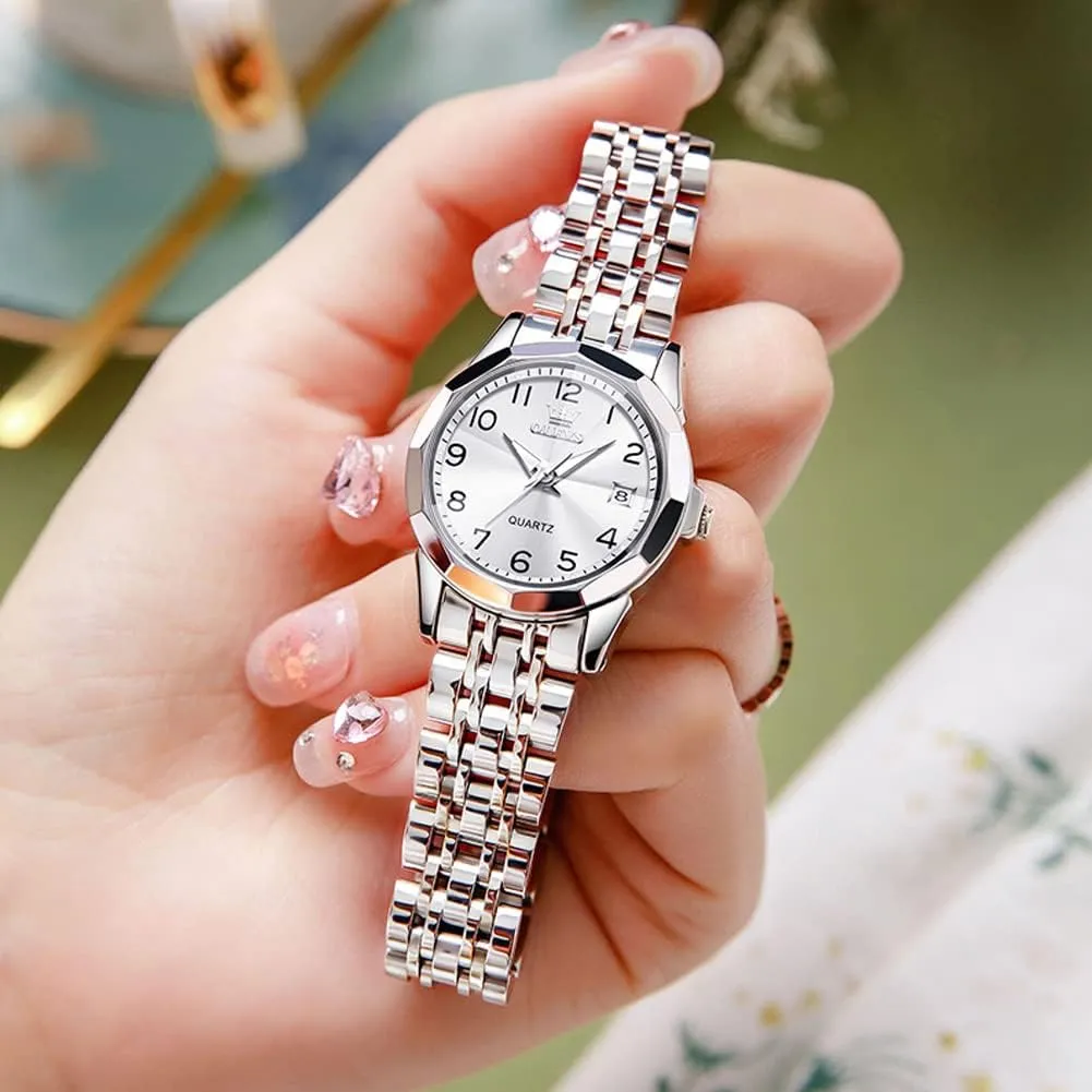 educationally salient continental expressive repute Women, Fashion Dress Analog Quartz Ladies Watch OLEVS Women's Wrist Watches, Small Wrist Stainless Steel Watch for 