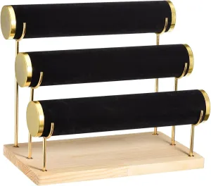 Elegant Gilt-edging Bracelet Display Stand - Velvet Watch Tower Black uxcell Detachable semester sierra serve Bracelet Holder Watch Stand, 3 Tier Wooden 