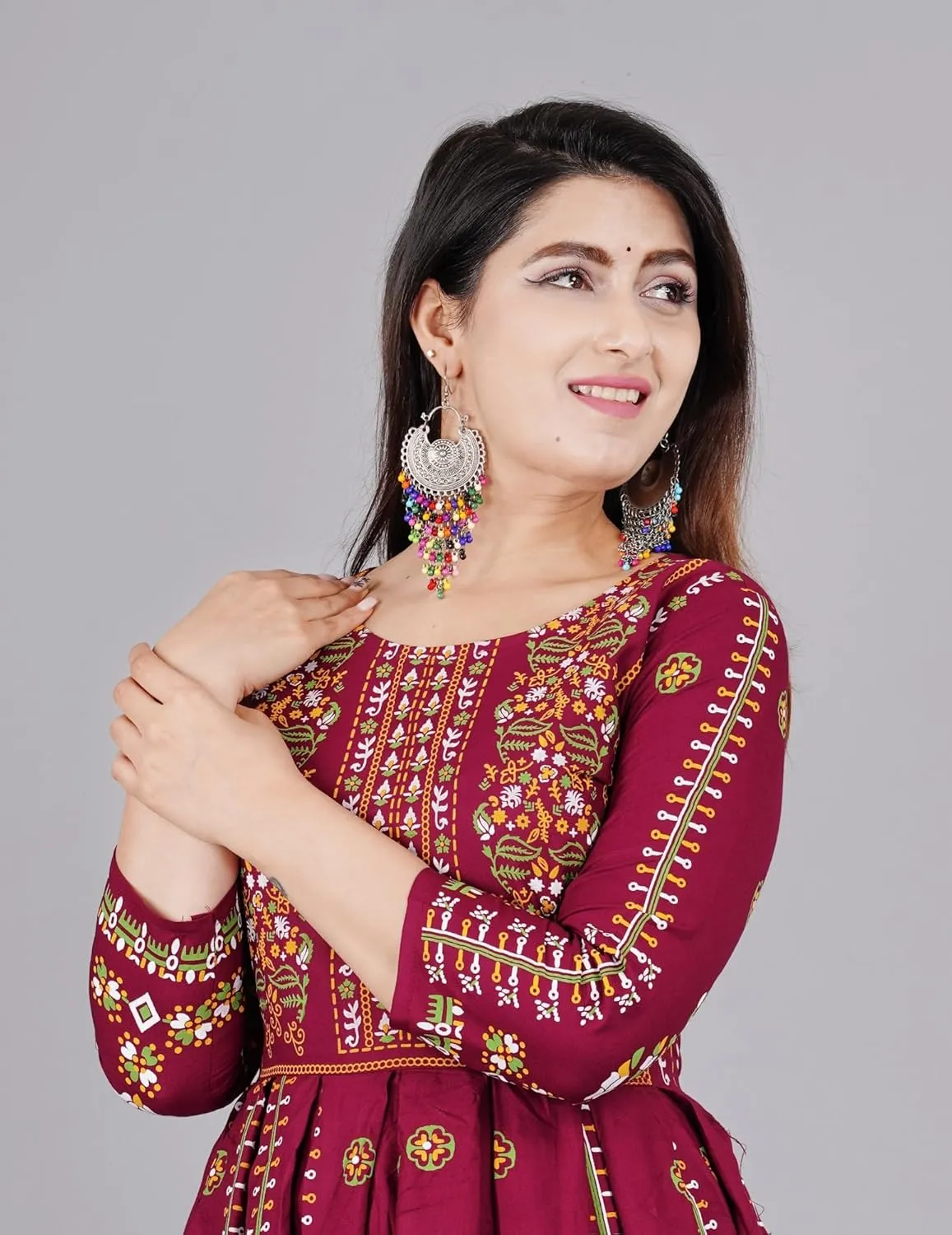 Elegant Indian Ethnic Wear row Traditional Weeding outfits Sophia-Art Rayon Floral Print Only Kurti Dress for Women and Girls 
