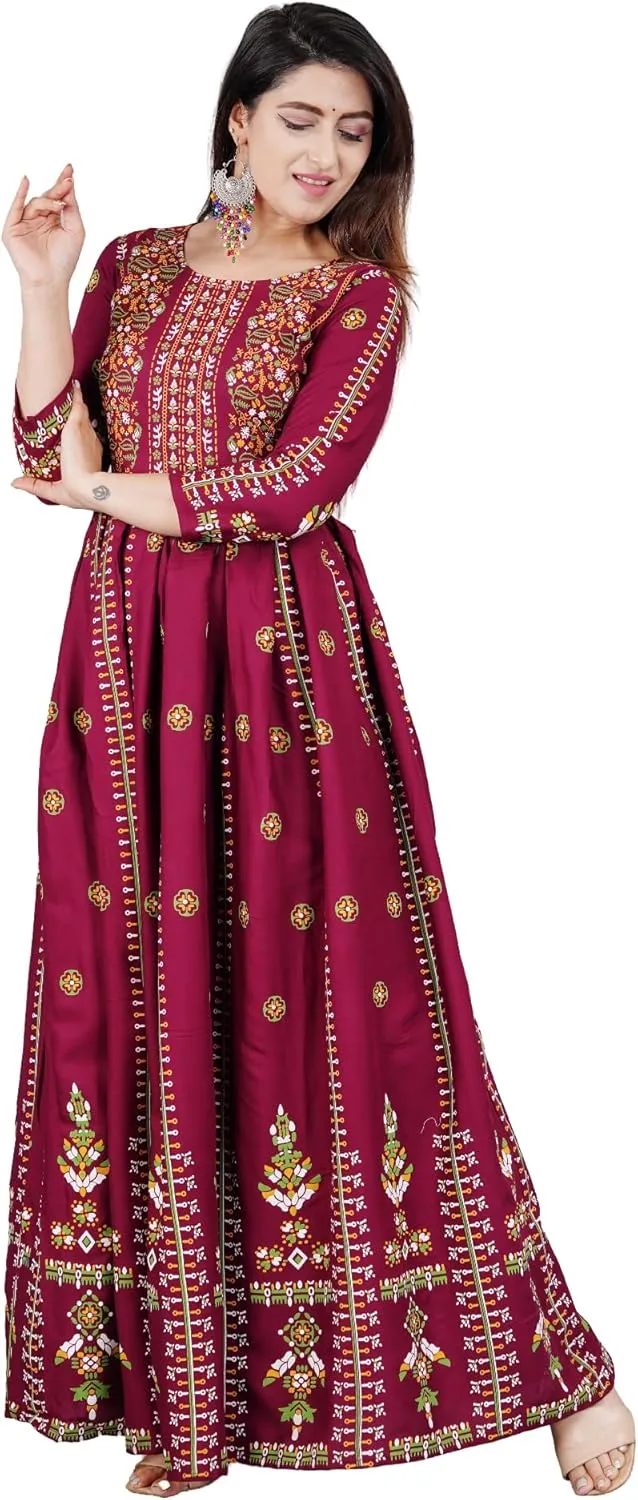 Elegant Indian Ethnic Wear row Traditional Weeding outfits Sophia-Art Rayon Floral Print Only Kurti Dress for Women and Girls 