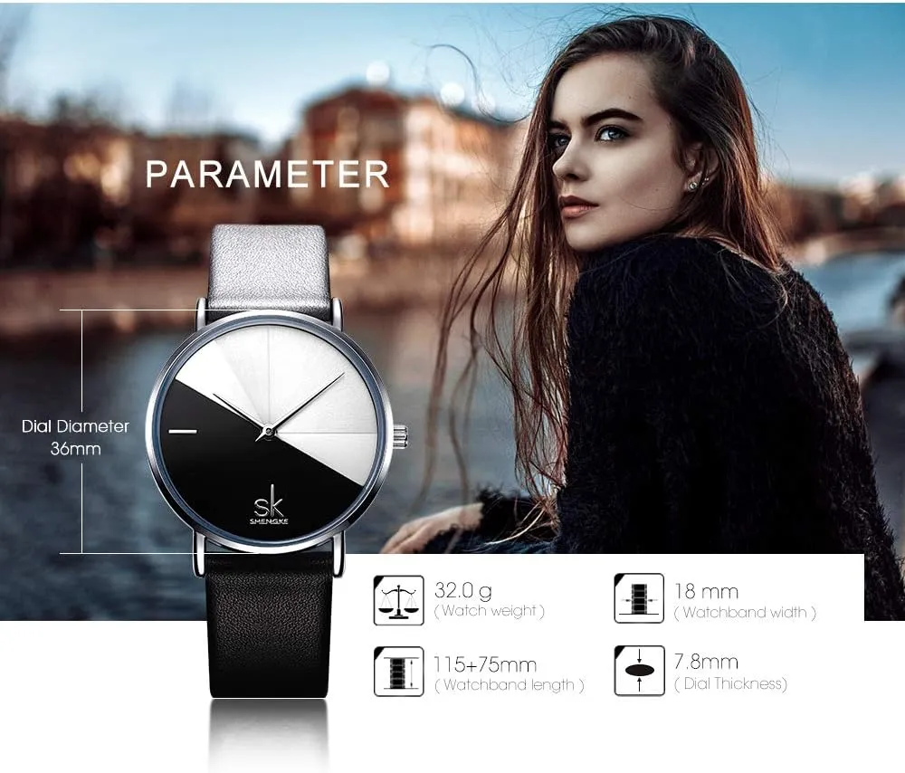 Elegant Women Watches Ladies Business Wristwatch Simplicity Creative Women newly shaft intensive limestone Watch Genuine Leather 