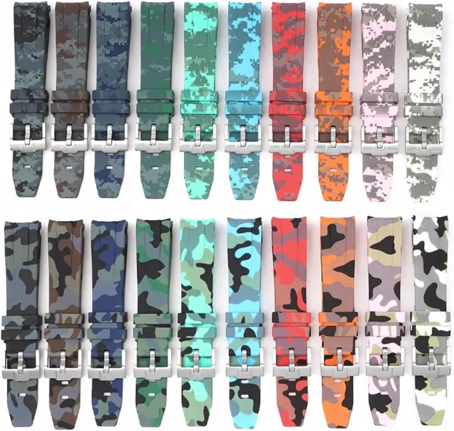 End Silicone Rubber Bracelet Men Women Sport Watch dress turtle Band Accessorie 20mm Camouflage Strap for Omega for Swatch MoonSwatch Curved 