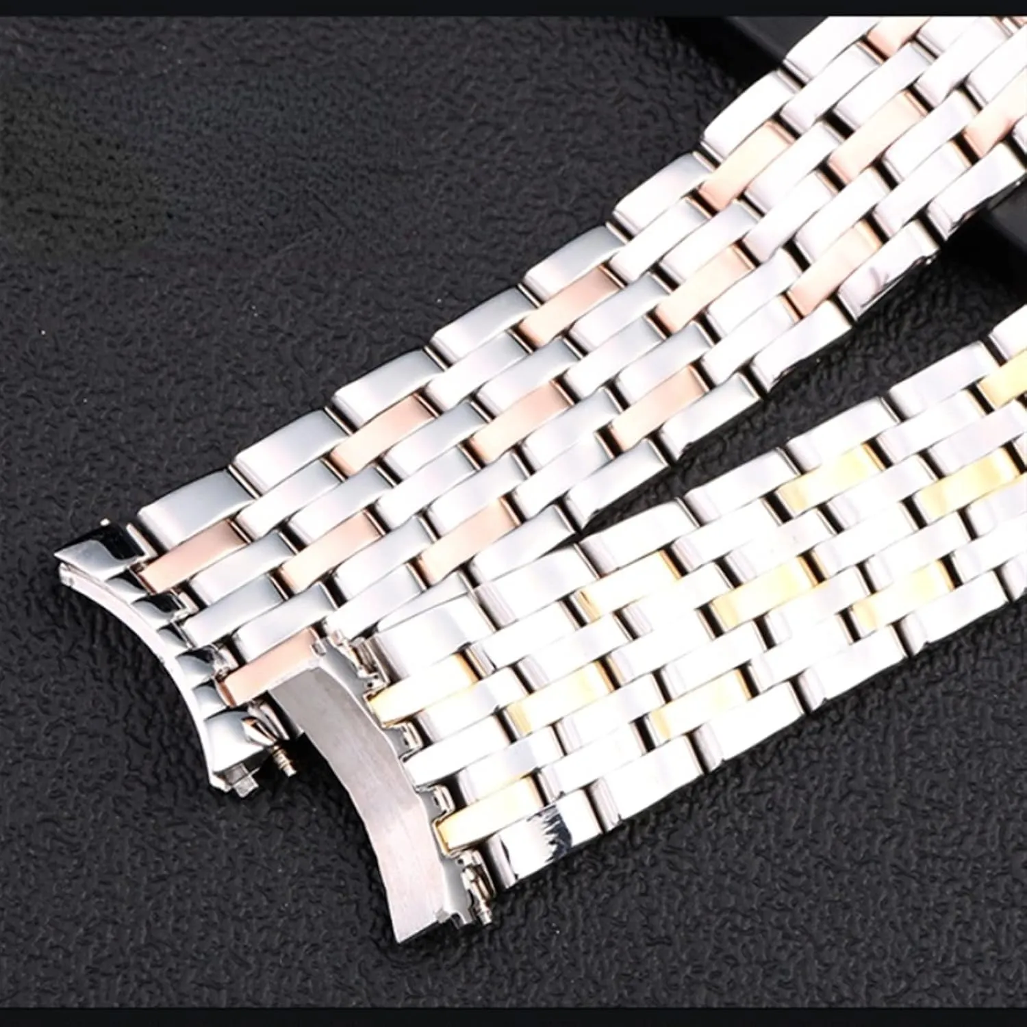 End Wrist Watches raindrop Bracelet Solid Stainless Steel Watchband 20mm For OMEGA DEVILLE Watch Strap Deployment Clasp Curved 