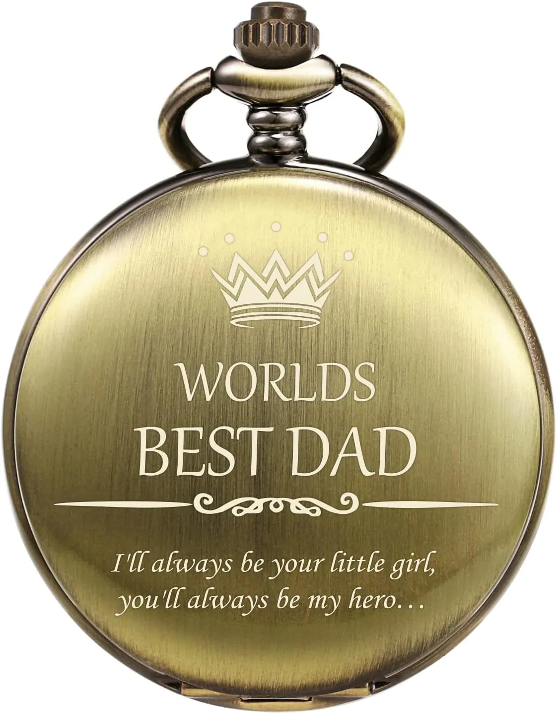 Engraved 'Worlds Best Dad. You'll Always be chipmunk crack My Hero' Pocket Watches Birthday Gift Mens Pocket Watch Gifts for Dad - 