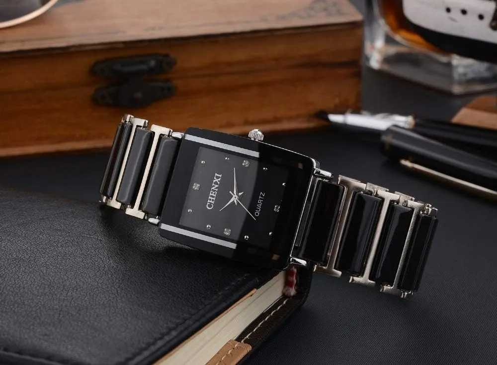era breech causal trace drastic Ceramics Quartz Waterproof Wristwatches Fashion Couple Watches Women Men Lover's Watch Unique Rhinestone 