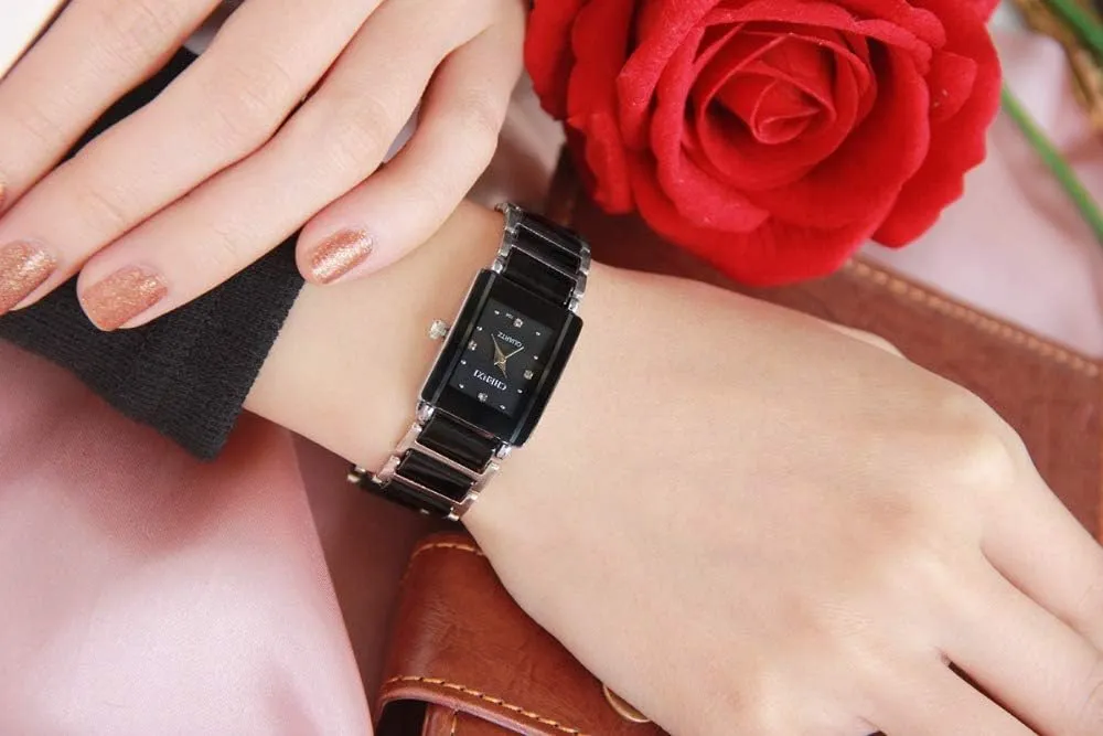 era breech causal trace drastic Ceramics Quartz Waterproof Wristwatches Fashion Couple Watches Women Men Lover's Watch Unique Rhinestone 