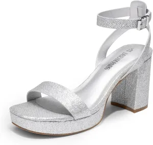 Evening Prom Dance Dress Pump Sandals Shoes DREAM PAIRS Platform Heels for Women High Block Chunky Open Toe Ankle Washington Strap Heels Fashion Wedding Party 