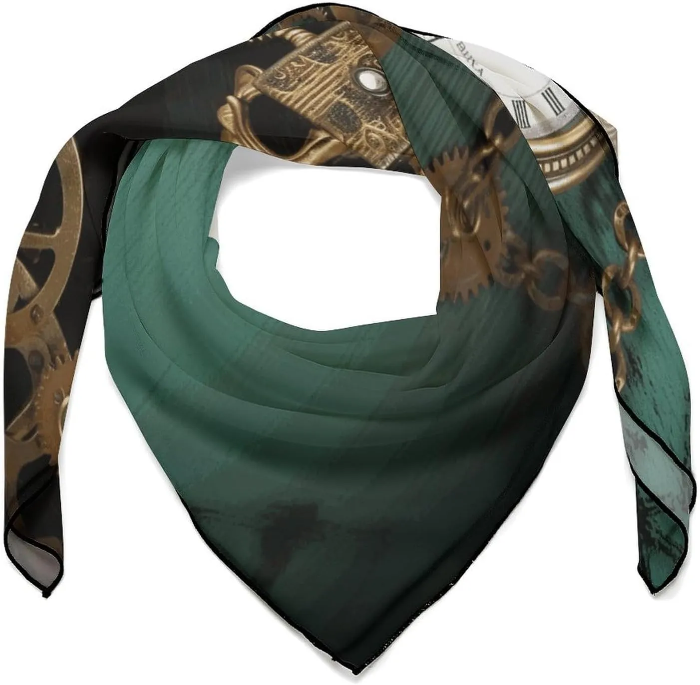 Exquisite Kerchief for Gift (Individually Packaged) Steampunk Watches Keys And Chains Head Scarf for participator launch Women, 27 Inches Square Scarf, Stylish 