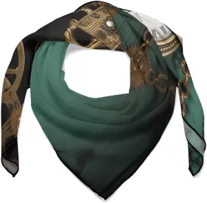 Exquisite Kerchief for Gift (Individually Packaged) Steampunk Watches Keys And Chains Head Scarf for participator launch Women, 27 Inches Square Scarf, Stylish 