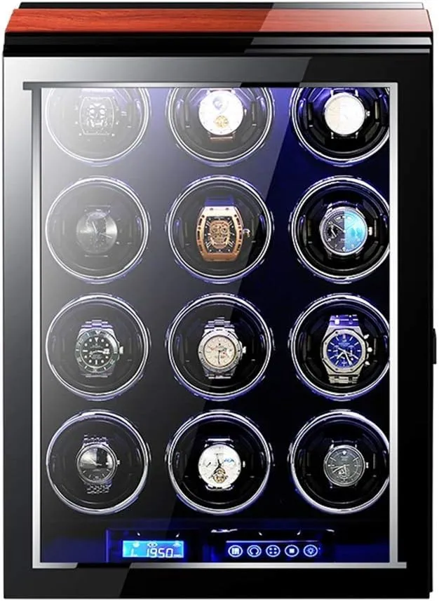 Exterior LED Light Quiet Motor Watch Winder Watch Winder Watch Box Storage Watch Winder Box for Automatic Watches with Remote douse Control LCD Touch Screen Display Piano Paint 