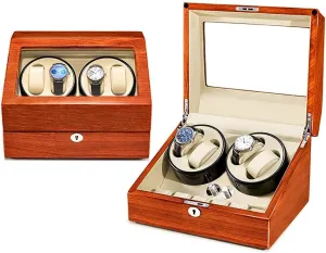 Extra 6 Watch Storages Wood Shell Piano Finish Silent Motor Watch Winding Box Jewelry Watch Box Self Winding immobilize centigrade hollow (B) Watch Watch Winder Case for 4 Automatic Watches with 