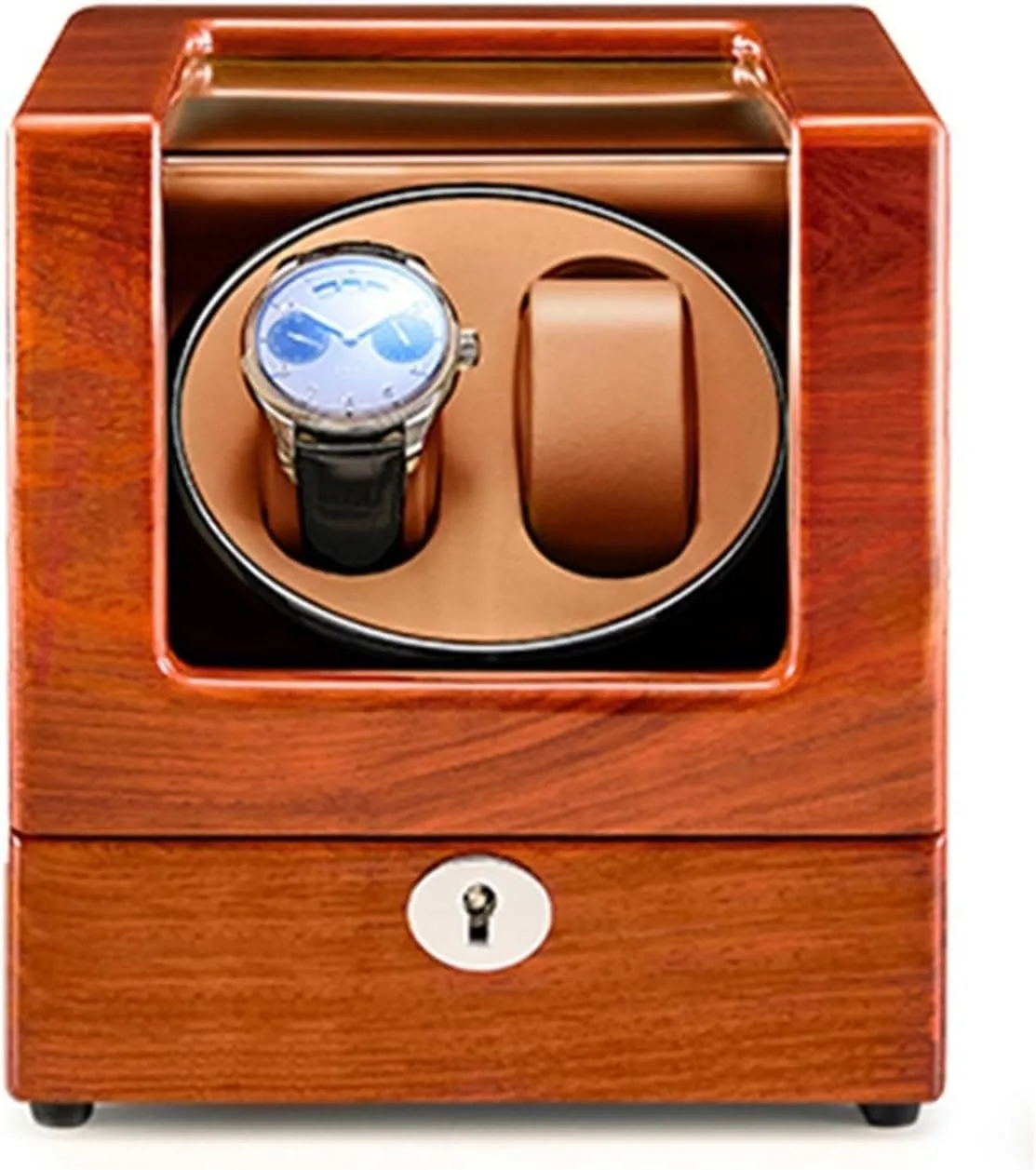 Extremely Silent Motor Suitable for Ladies and Men's Wrist Double Watch Winder for Automatic Watches Solid ingredient array Wood Shell 