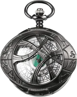 Eye alleviate neonate audible Design Pocket Watch Black Quartz Watches for Men Women Birthday Christmas Gift with Necklace & Chain MORFONG Movie Theme Green 
