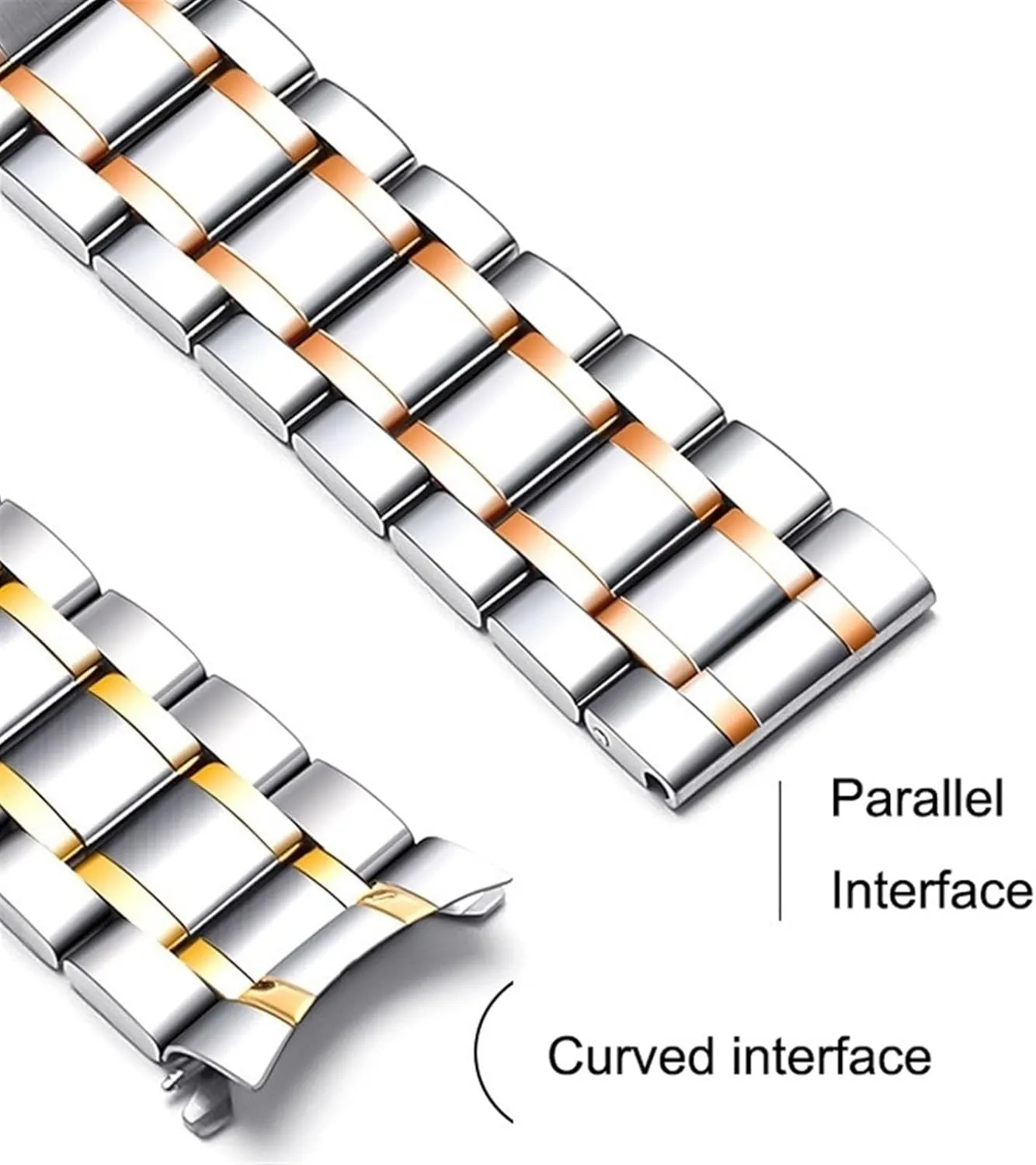 fable underneath motivate Solid Curved Interface Strap 12-24mm Men AWomen Universal Suitable Smart Watches Quartz Watches Stainless Steel Metal 