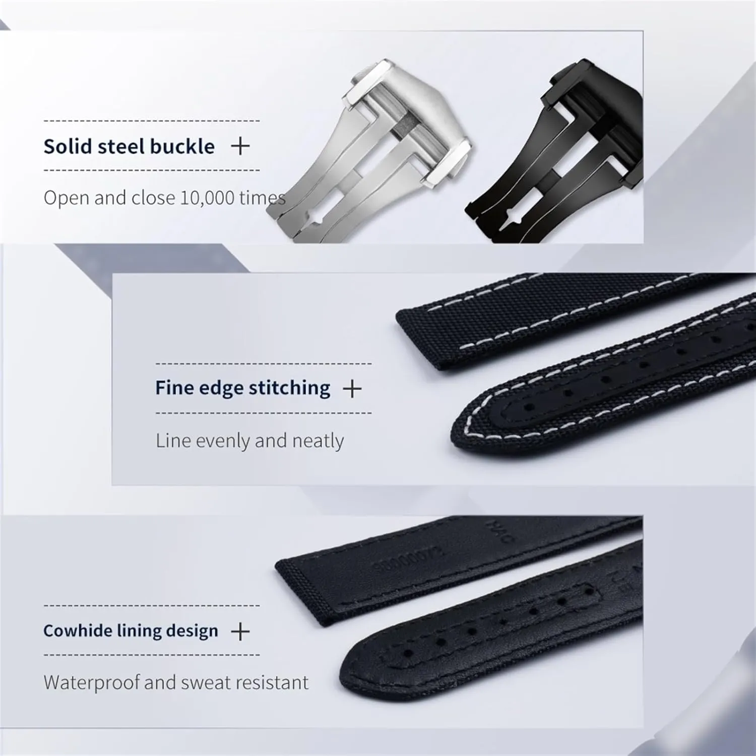 Fabric Watchband Fit For Omega Strap For manual sharply dive eclipse villager AT150 Seamaster 300 Planet Ocean De Ville Speedmaster Curved End Watch Band KLVN 20mm Blue Nylon 