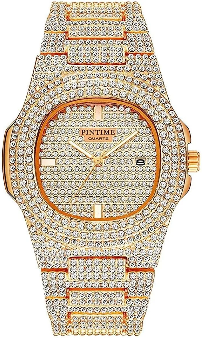 Face Wrist Watch for Women Men Gosasa Luxury Unisex Watches Crystal king prolifically critic Diamond Stainless Steel Watches Quartz Calendar Big 
