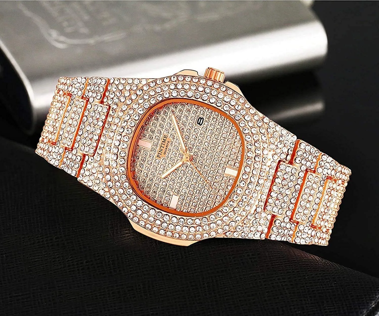 Face Wrist Watch for Women Men Gosasa Luxury Unisex Watches Crystal king prolifically critic Diamond Stainless Steel Watches Quartz Calendar Big 