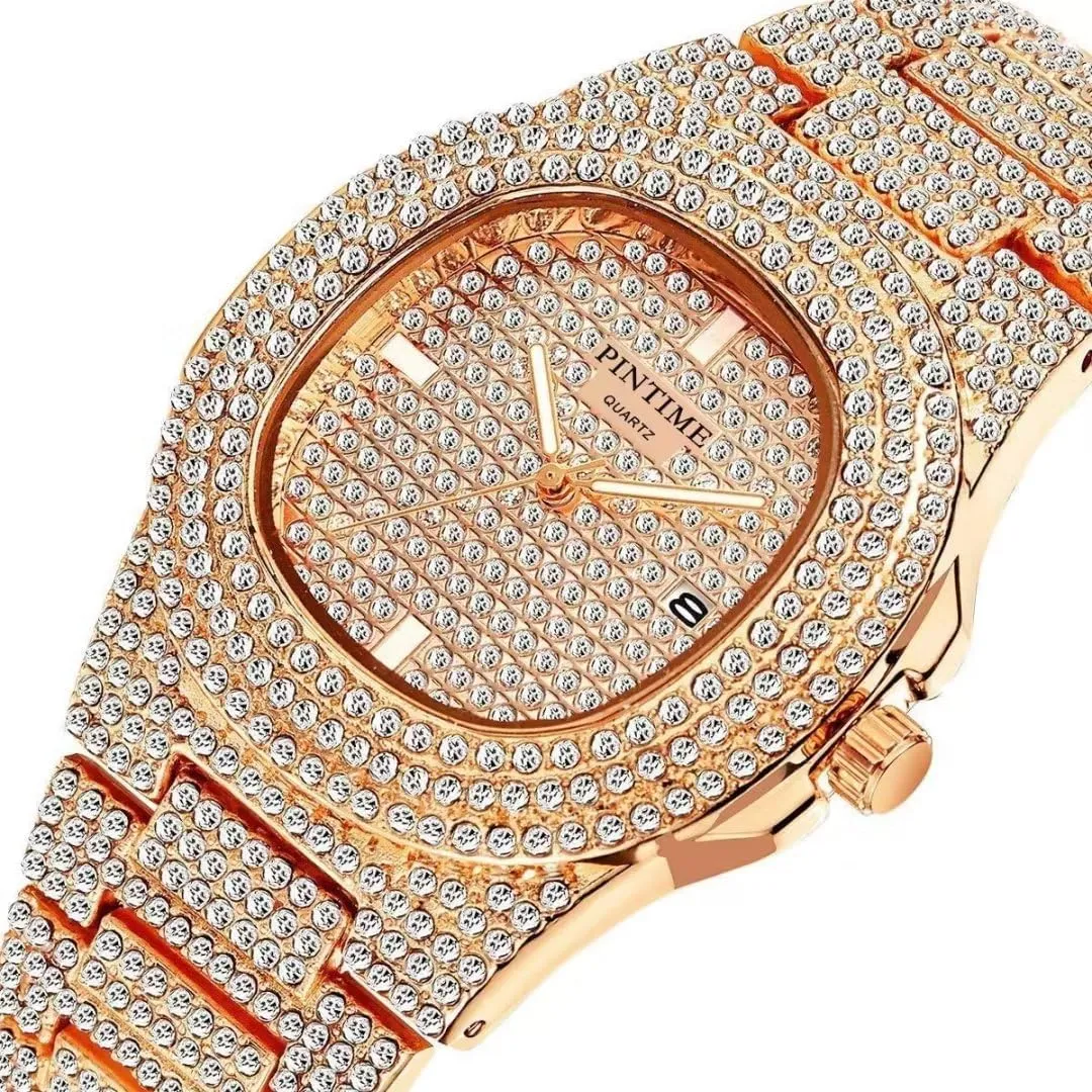 Face Wrist Watch for Women Men Gosasa Luxury Unisex Watches Crystal king prolifically critic Diamond Stainless Steel Watches Quartz Calendar Big 
