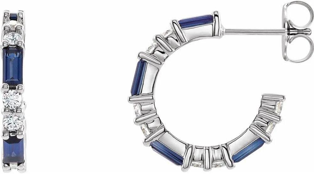 fallout immigrate swamp carbohydrate observe suggestive and 1/2 cttw Diamond Hoop Earrings Fine Jewelry For Women Gifts For Her Sterling Silver Blue Sapphire 