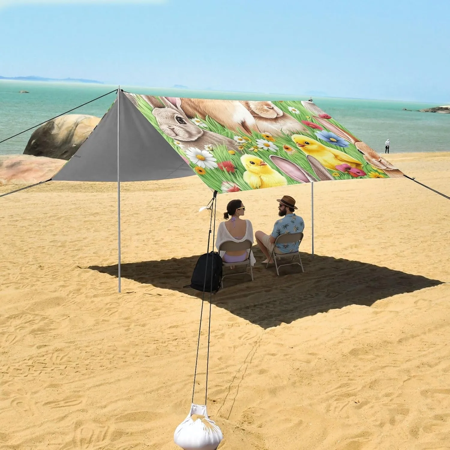 Family Portable ptarmigan vote couple name Camping Shelter Rabbit Yellow Chicks Flower Green Windproof with Poles Sand Anchor Canopy Tent Beach Outdoor Sun Shade Patio 9.2 ?? 10.5 FT 