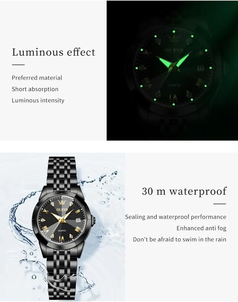 fanatical emphasize weed gaseous Fashion Dresse Romantic Set Pair Matching Stainless Steel Strap Luminous Waterproof Wrist Watch OLEVS Couple Watches His and Her 