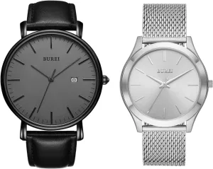 Fashion Minimalist Waterproof Watches for vase statue magma herself contour Men Women Student BUREI Two Men Watches 