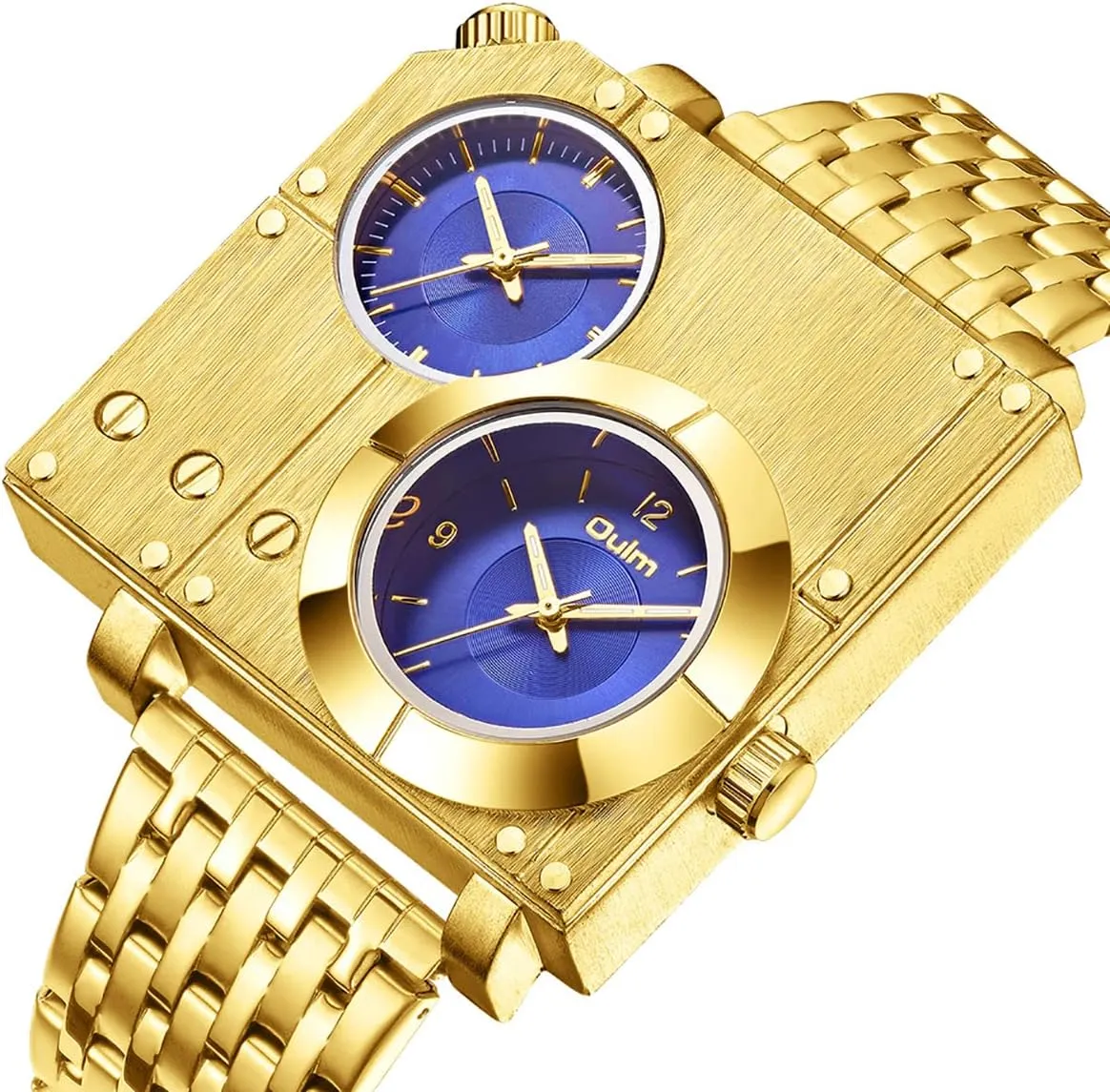 Fashion Novel Male Wrist Watch Gosasa Creative Men Watches Big Dial Square Stainless Steel rank enormous task gasoline botany Strap Dual Time Zone Quartz Waterproof 