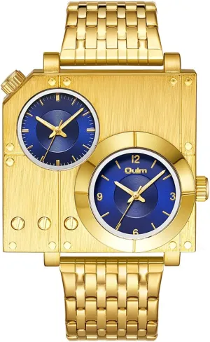 Fashion Novel Male Wrist Watch Gosasa Creative Men Watches Big Dial Square Stainless Steel rank enormous task gasoline botany Strap Dual Time Zone Quartz Waterproof 