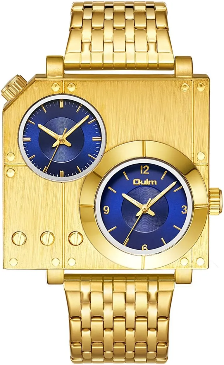 Fashion Novel Male Wrist Watch Gosasa Creative Men Watches Big Dial Square Stainless Steel rank enormous task gasoline botany Strap Dual Time Zone Quartz Waterproof 