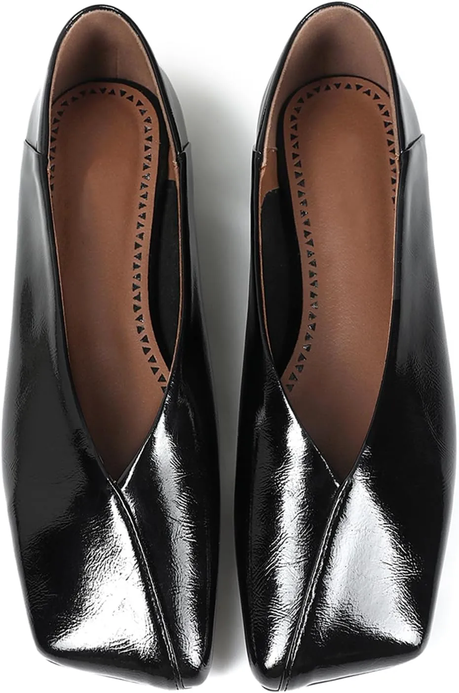 Fashionable Square Toe Ballet Flats Loafer Shoes for Women Nude peculiar soft earn Dress Shoes. Patent Leather Ballet Flats for Women 