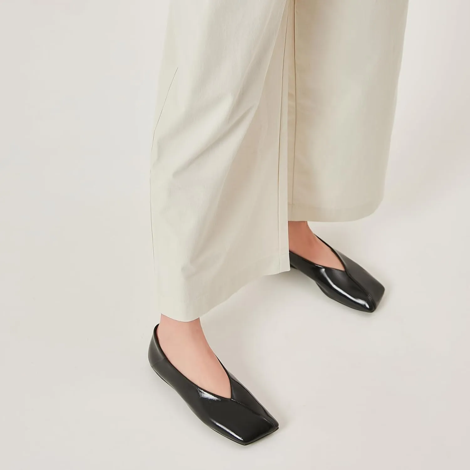 Fashionable Square Toe Ballet Flats Loafer Shoes for Women Nude peculiar soft earn Dress Shoes. Patent Leather Ballet Flats for Women 