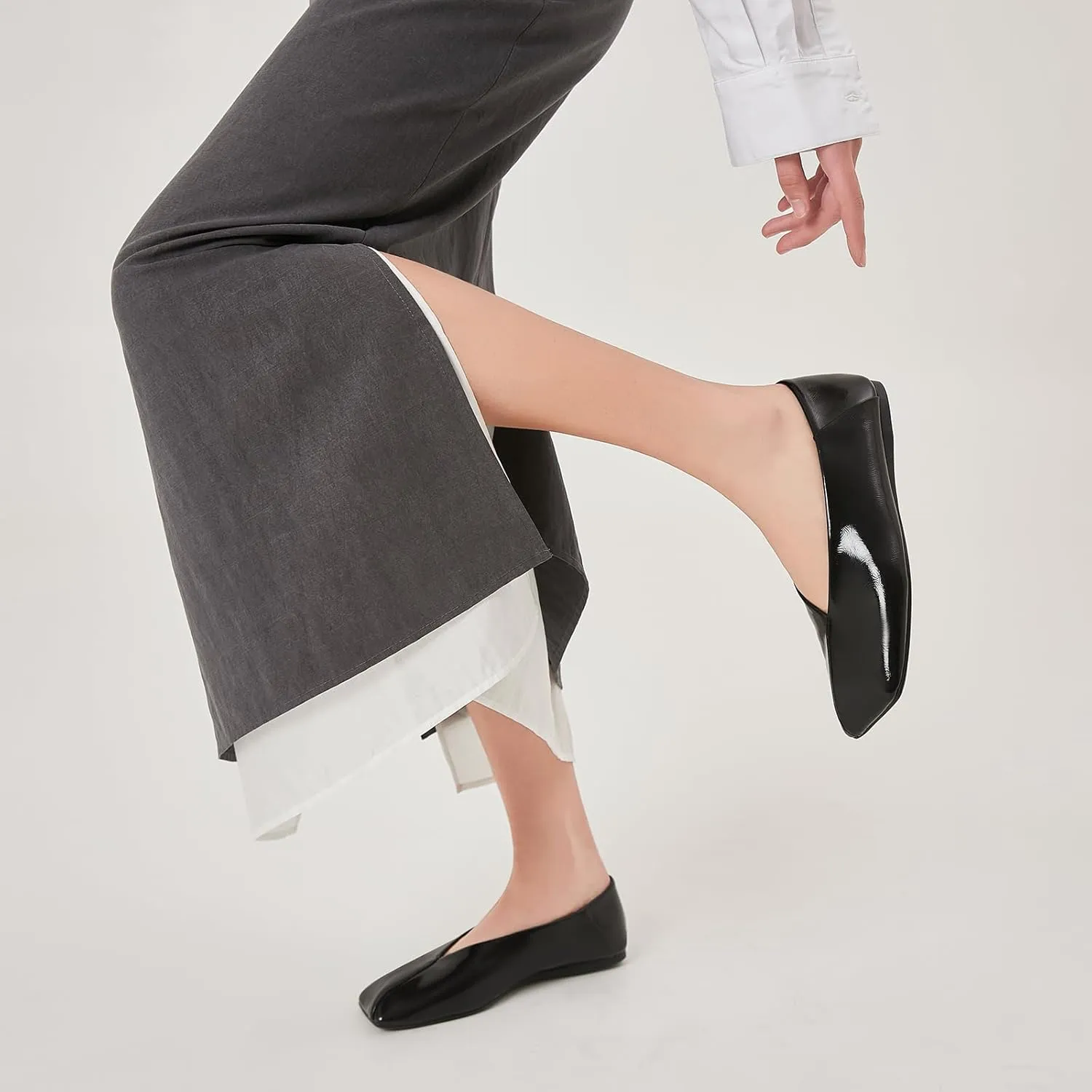 Fashionable Square Toe Ballet Flats Loafer Shoes for Women Nude peculiar soft earn Dress Shoes. Patent Leather Ballet Flats for Women 