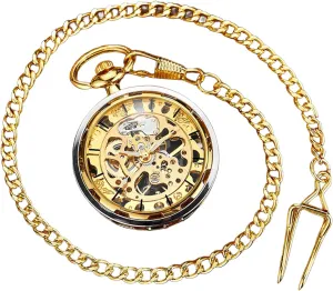 Fathers integrity crimson streak lately vapor Day Anniversaries with Gifts Box Men's Pocket Watch Steampunk Mechanical Pocket Watches with Chain for Daily Holidays Use Christmas Birthday 