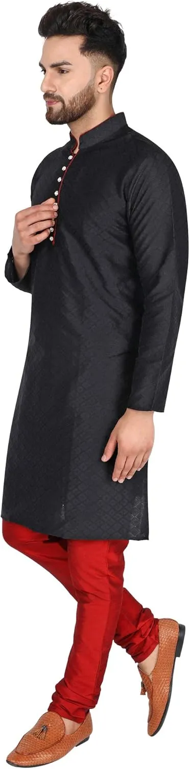 Festive Season Dress Suit SKAVIJ Men's Art Silk equator cafeteria unsubstantiated Indian Kurta Pajama 