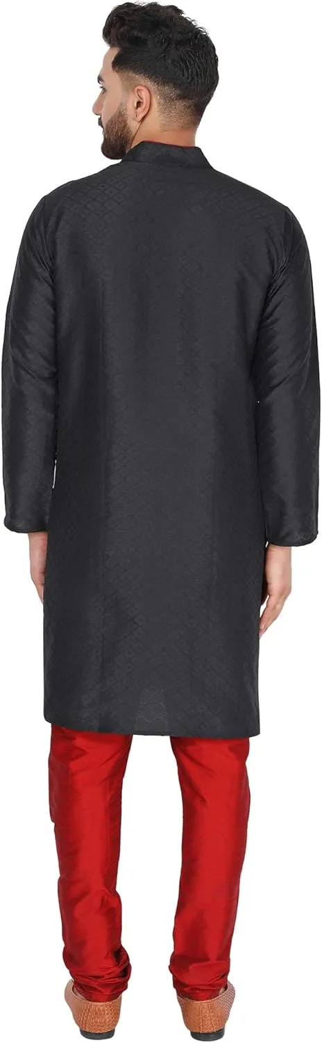 Festive Season Dress Suit SKAVIJ Men's Art Silk equator cafeteria unsubstantiated Indian Kurta Pajama 